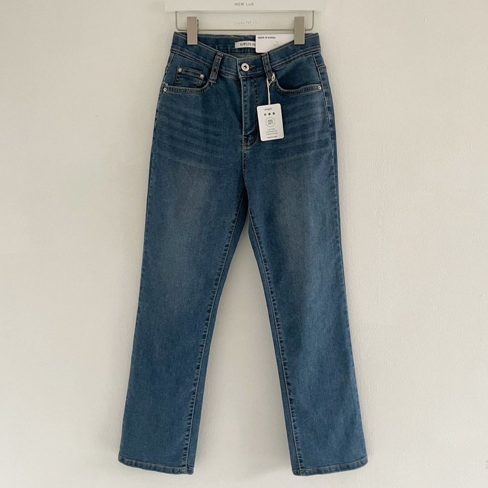 Howluk 彈性腰直腿彈力丹寧褲-中青