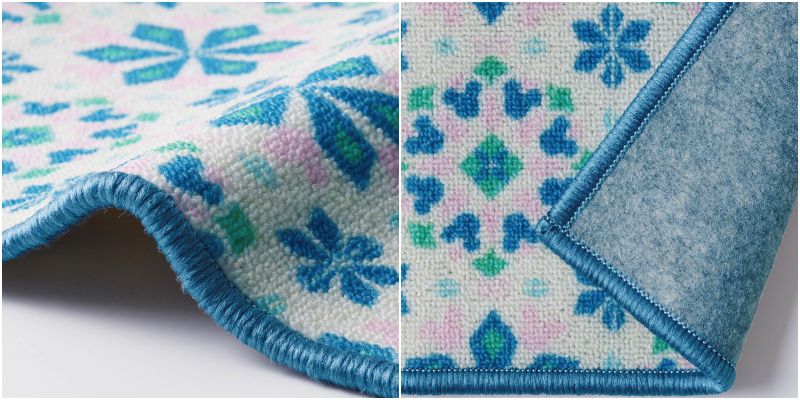 日本千趣會 - mini labo 去泥污腳踏墊-法蘭西花朵-藍綠