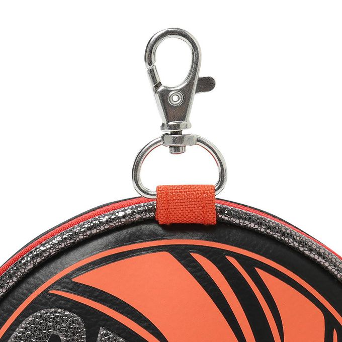 韓國 PETER JENSEN - (附吊繩)籃球圓形拉鍊零錢包-銀黑 (12x12cm)