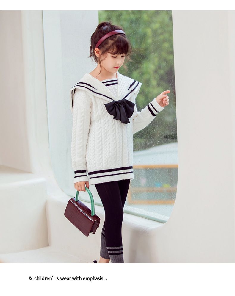 百搭秋冬針織毛衣-海軍領-深藍色