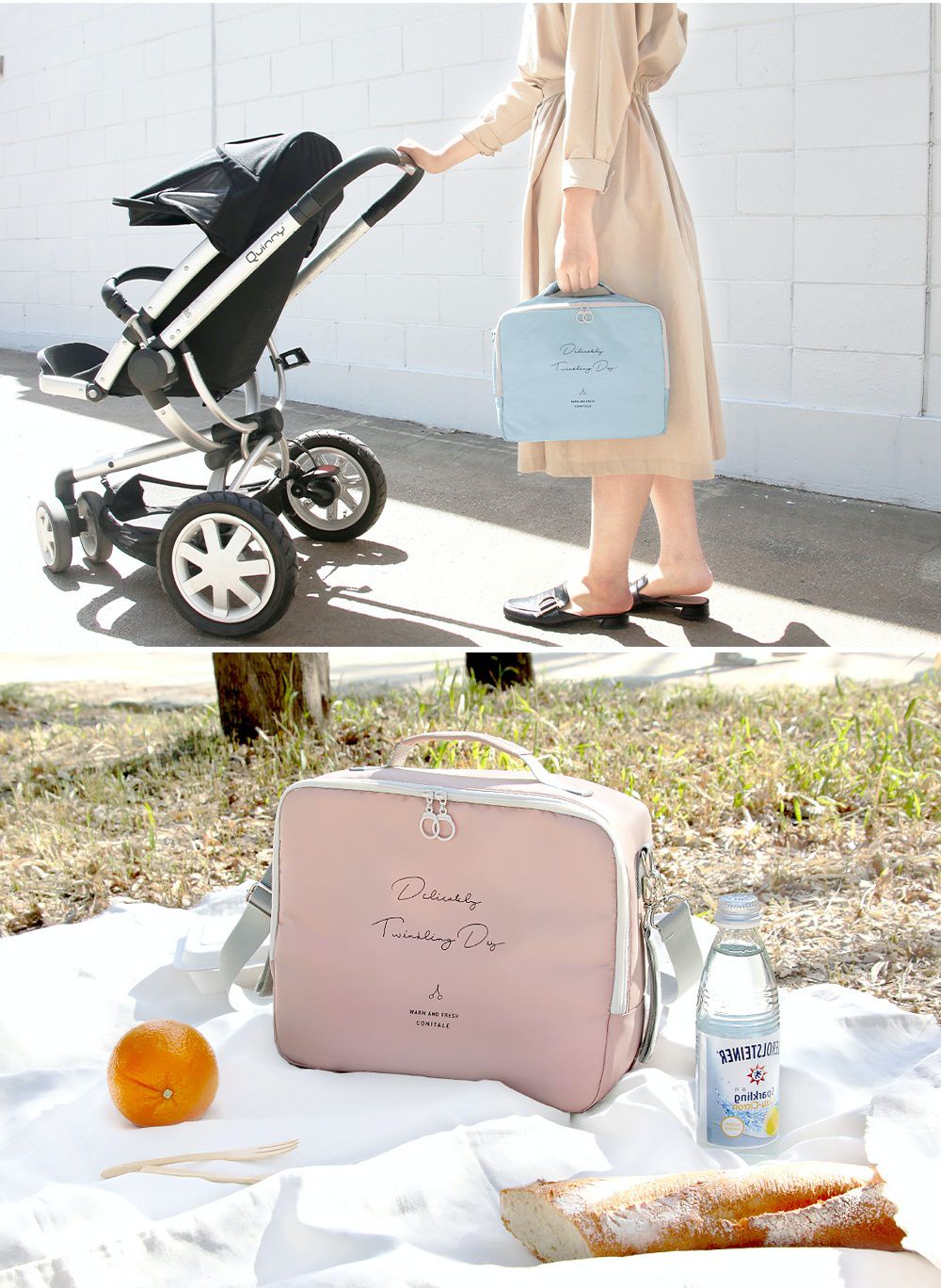 韓國 Conitale - 保冷保溫野餐袋/推車袋-天藍