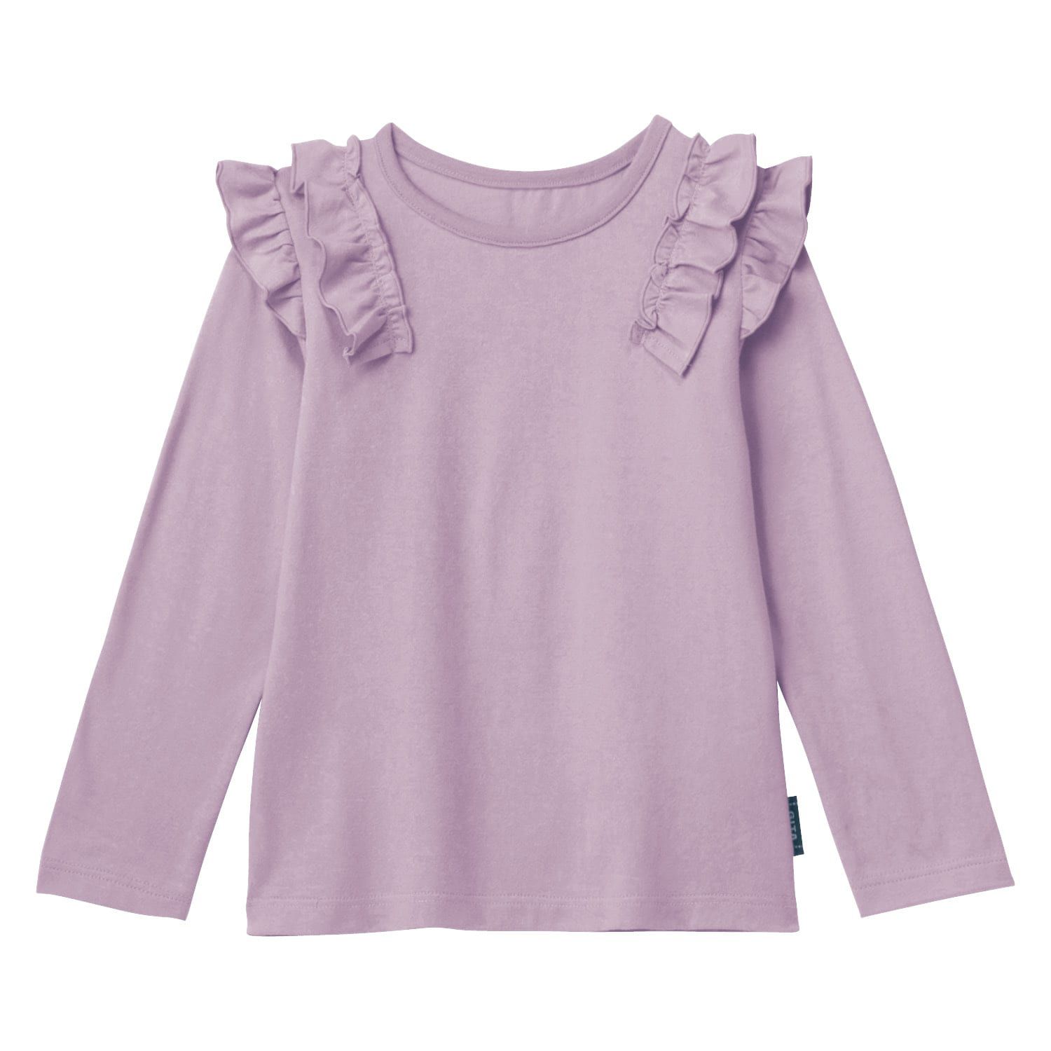 日本千趣會 - GITA 圓領荷葉肩長袖上衣-條紋-黑白