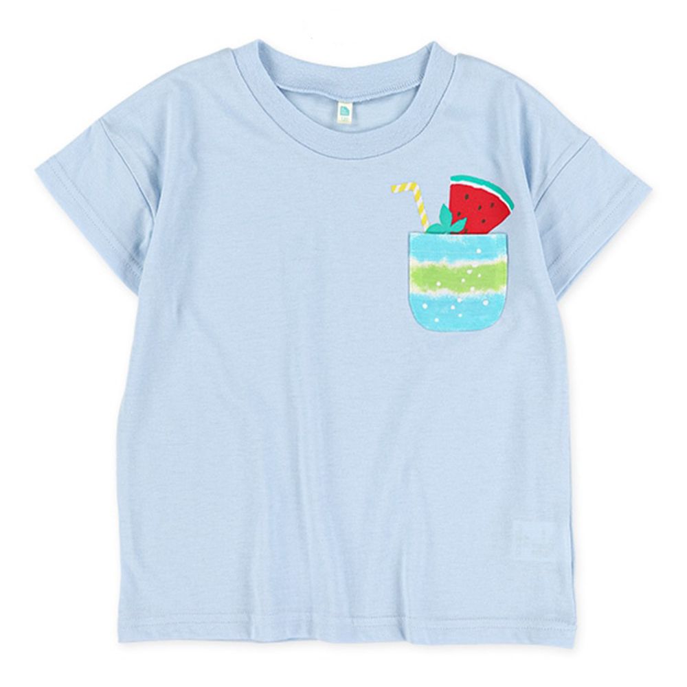 可愛果汁口袋短袖上衣-西瓜-藍