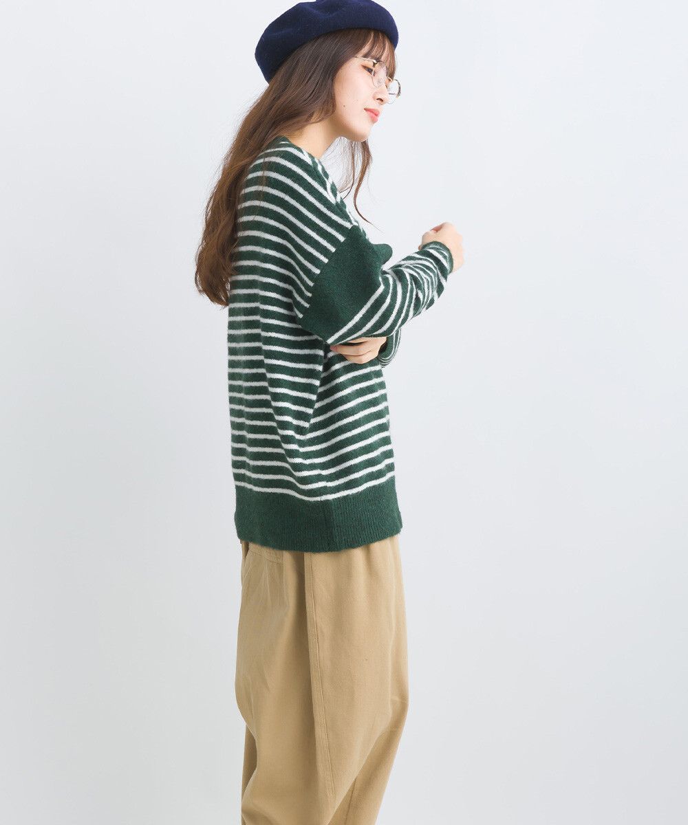 日本女裝代購 - 定番文青感條紋針織上衣-黃