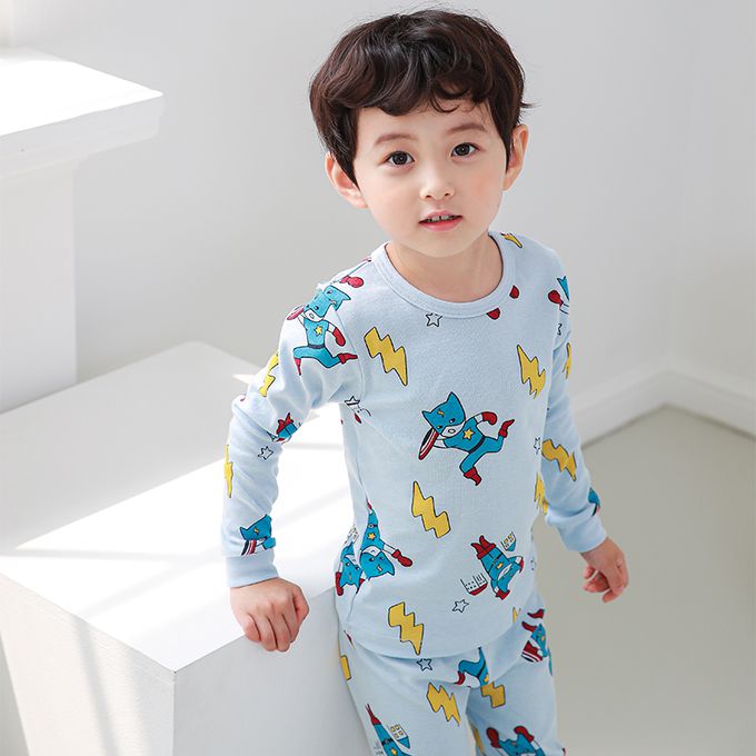 正韓 Cogibu - 極舒適無螢光劑 100% 有機棉幼兒/兒童睡衣/家居服套裝組-閃電俠