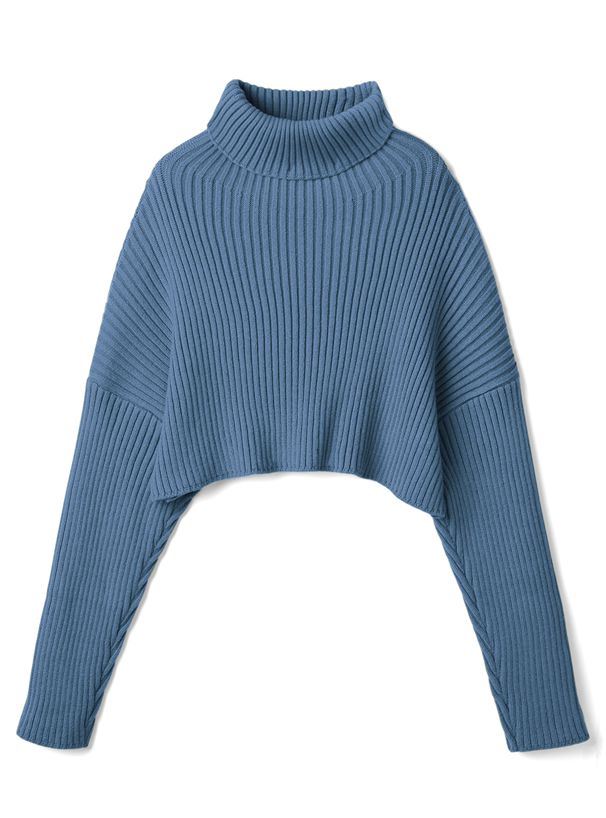 日本 GRL - 落肩高領羅紋針織上衣-暖陽橘 (F)