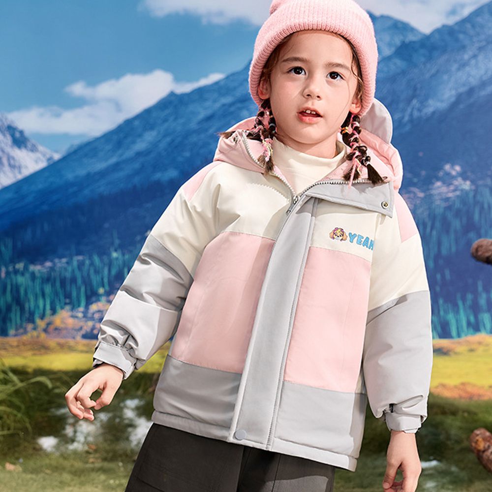 卡通汪汪隊加厚鋪棉連帽外套-卡通人物天天-拼色粉