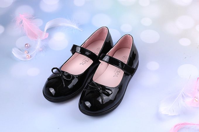 台灣製簡單蝴蝶結亮面黑色公主鞋學生鞋-黑色