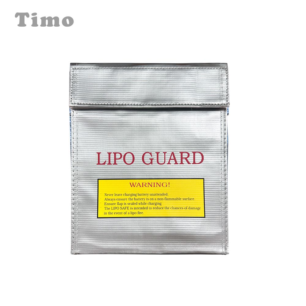 【Timo】行動電源安全收納袋防火防爆袋 阻燃袋-魔鬼氈式-銀色 (18x23cm)