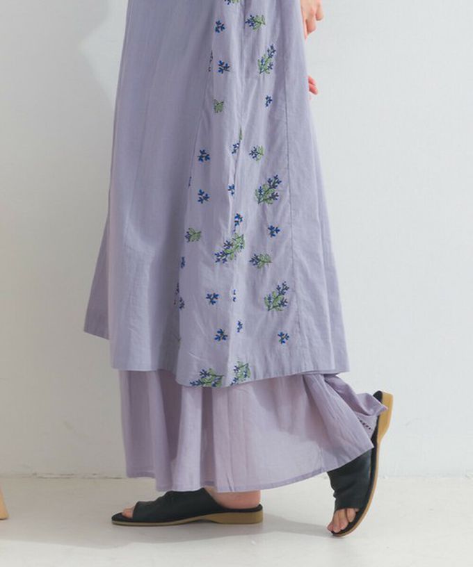 日本 Lupilien - 100%印度棉 優美植物側邊刺繡無袖洋裝-薄荷