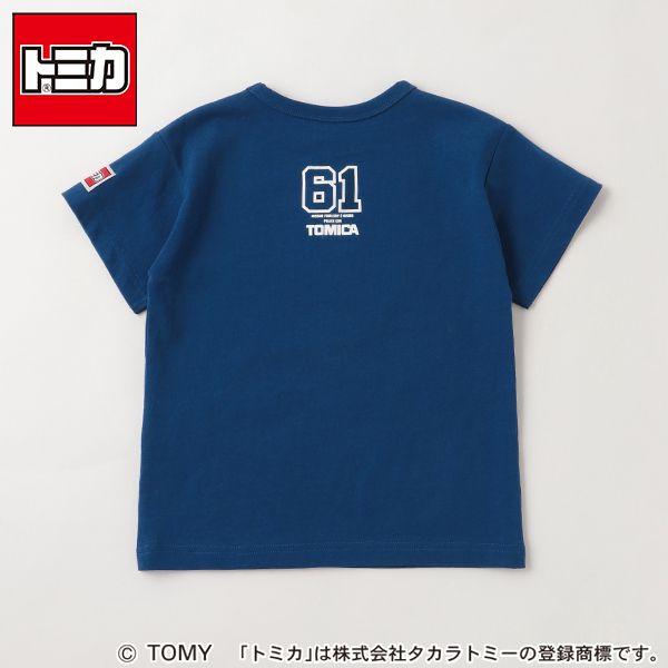 日本 petit main - TOMICA聯名 印花短袖上衣-警車-海軍藍