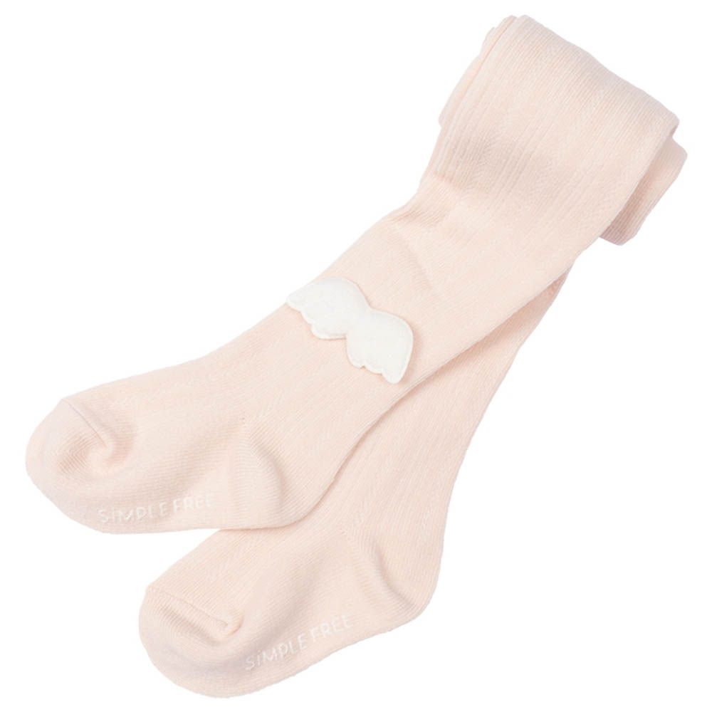 褲襪-造型羅紋 翅膀-粉紅色