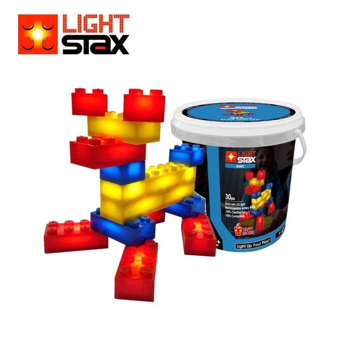 美國 Light Stax - Basic亮亮積木-小顆粒系列-小狗5合1-全新升級六段聲控-桶裝-30顆