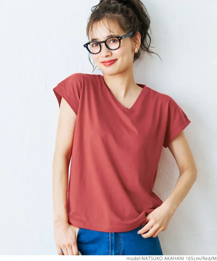 日本 COCA - 100%美國棉厚磅短袖上衣-V領-白