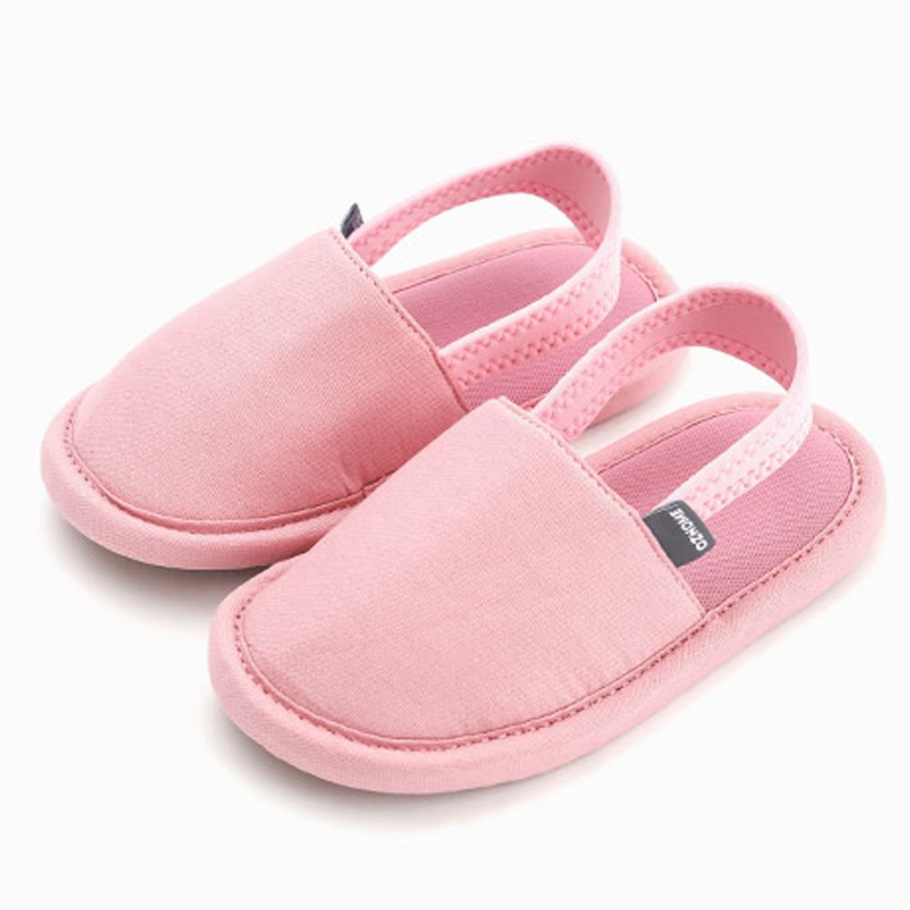 韓國 OZKIZ - 消音防滑室內鞋-鬆緊帶款(素色)-粉紅