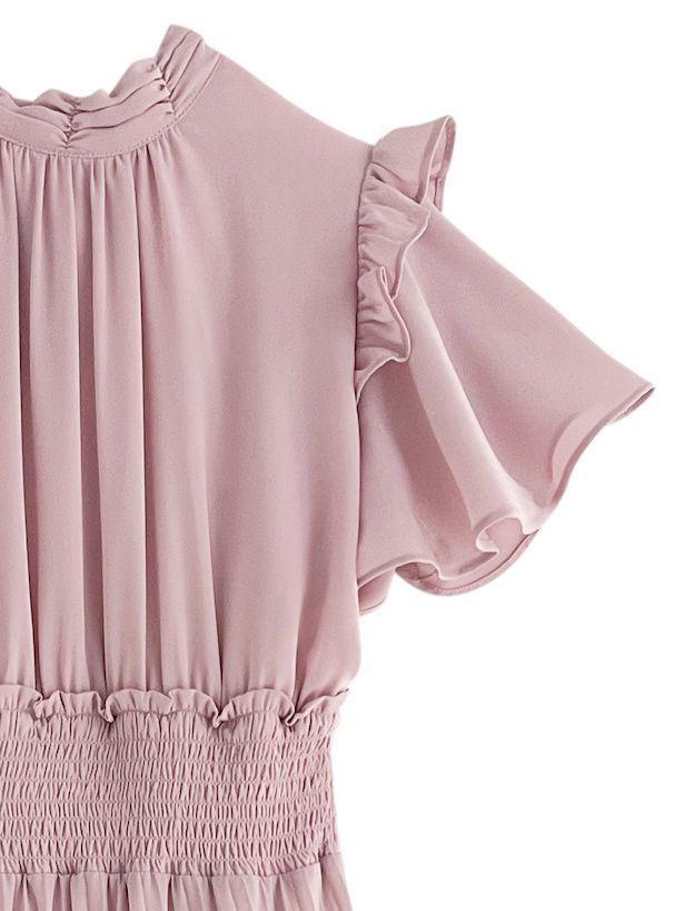 日本 GRL - 甜美時光收腰百摺短袖洋裝-黑