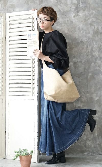 日本 zootie - 百搭輕盈丹寧修身長裙-靛藍