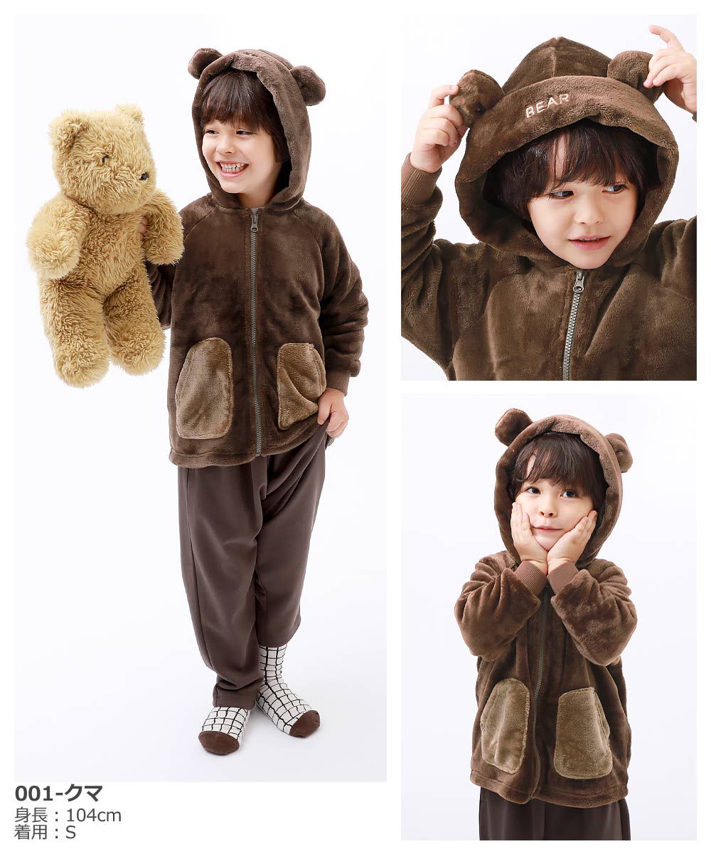 日本 devirock - 聯名款 動物造型毛絨連帽外套-熊貓