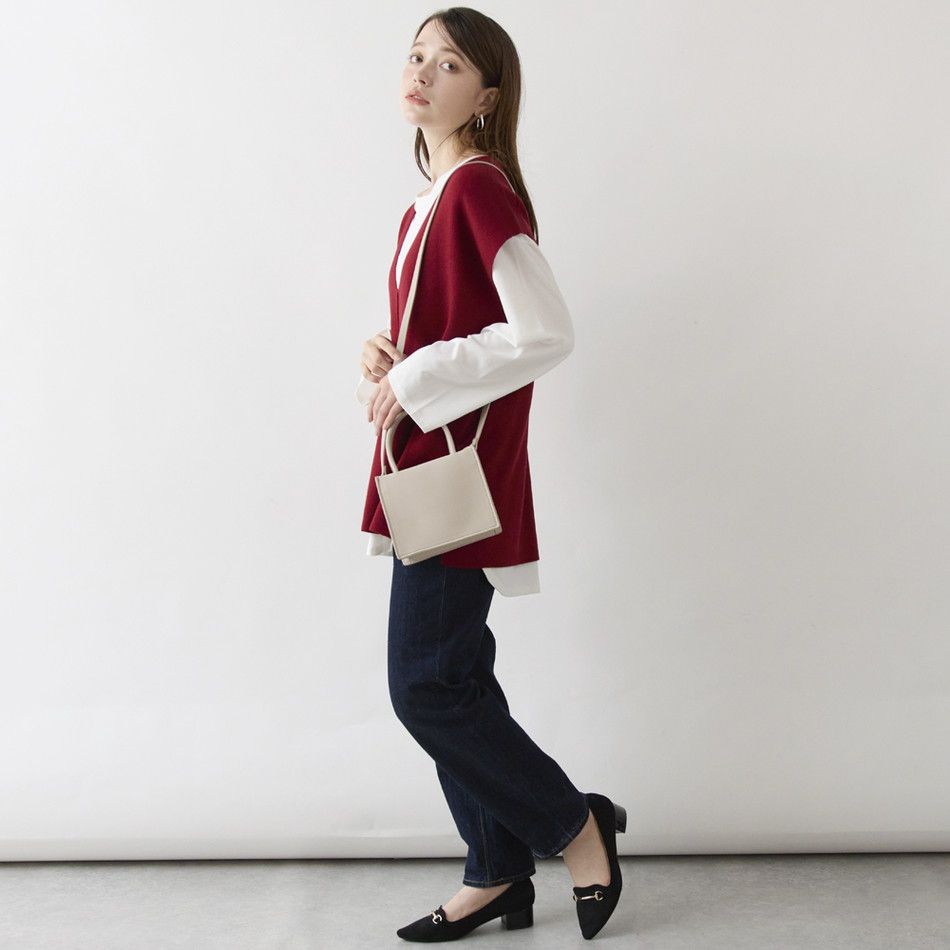 日本 Rejoule - 落肩修身V領針織背心-祖母綠