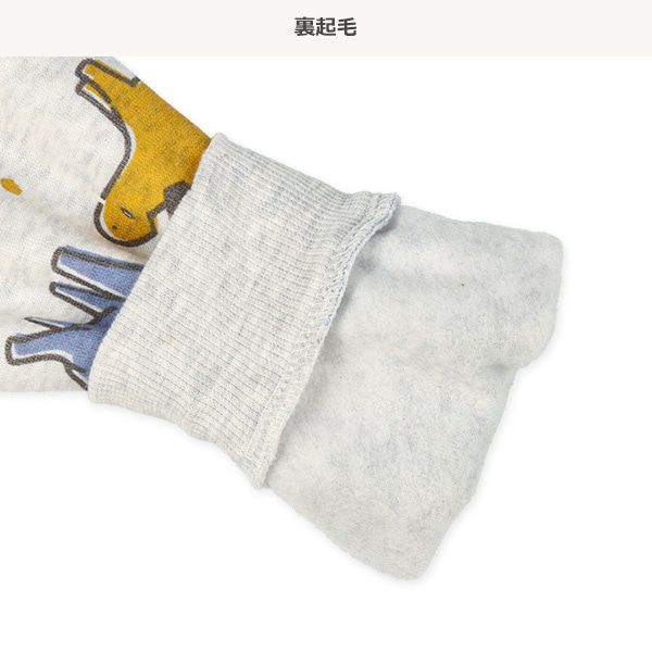 日本西松屋 - 刷毛圓領印花長袖上衣-可愛恐龍-米杏