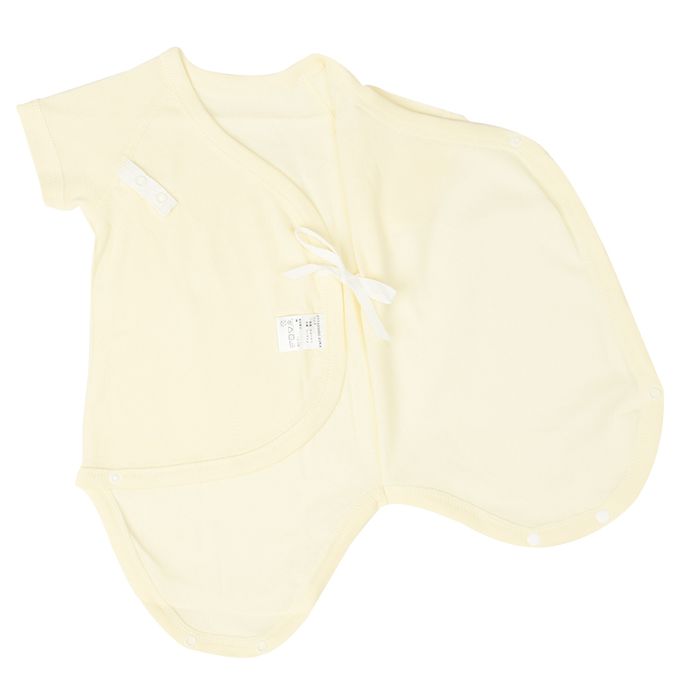 akachan honpo - 新生兒內衣6件組-短袖&7分袖 按扣款-黃色