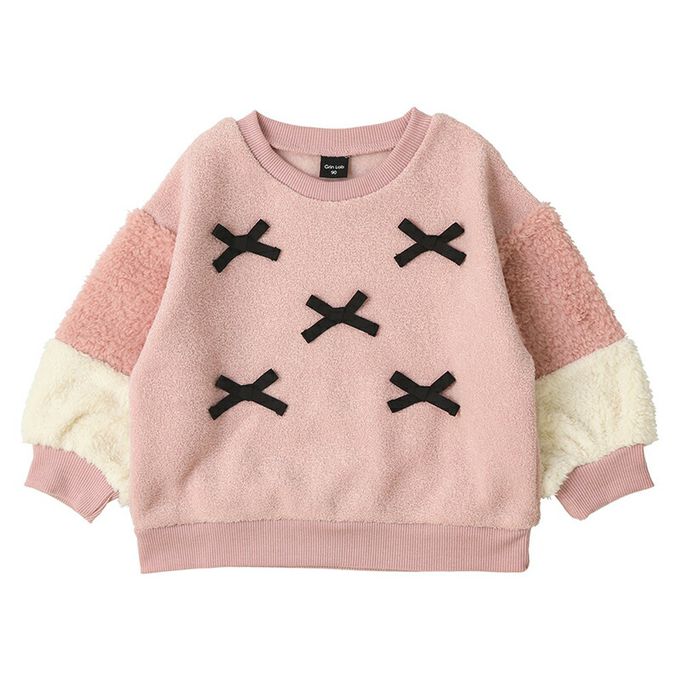 日本 ZOOLAND - 可愛女孩裏起毛長袖上衣-蝴蝶結包包-薰衣草