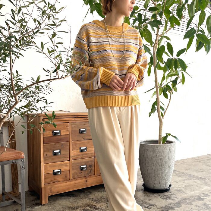 日本 ihuu - 2WAY繽紛條紋針織薄外套-卡其棕