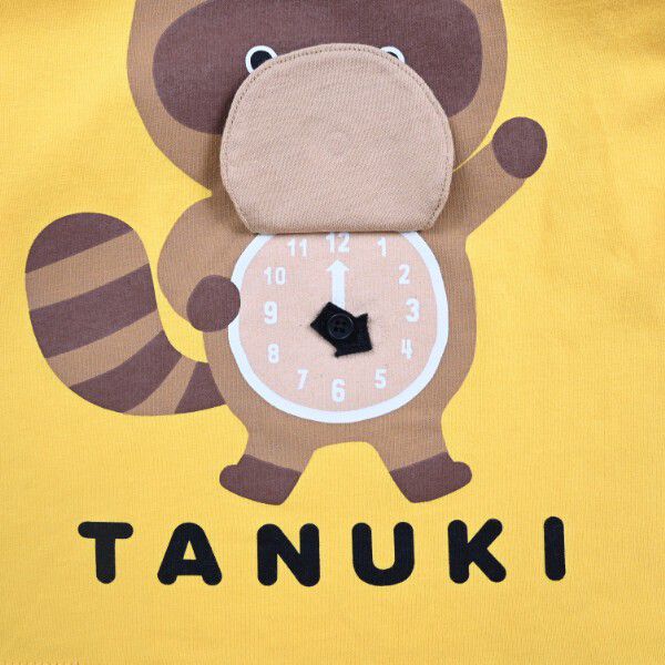 日本 Baby Room - 立體翻翻樂長袖上衣-狸貓時鐘-薄荷