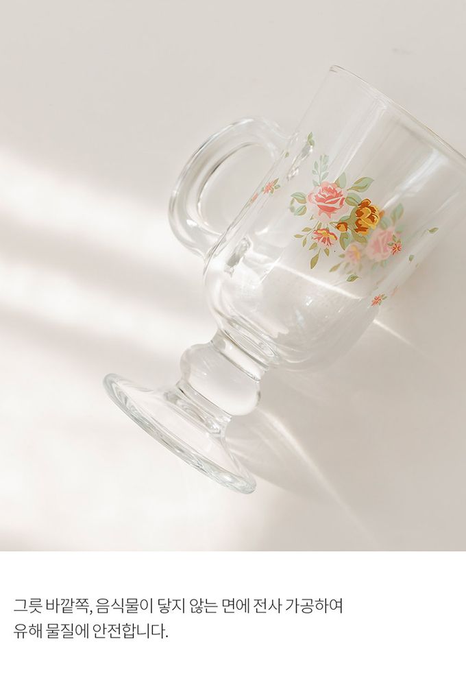 韓國 SSUEIM - 古典玫瑰系列把手玻璃杯2件組225ml