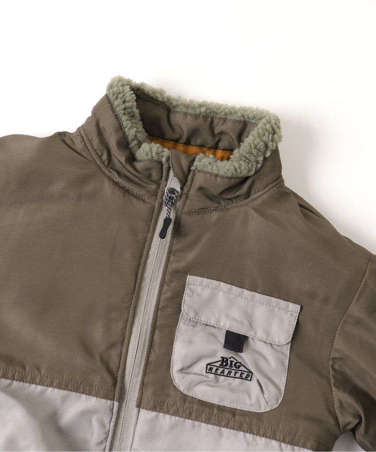 日本 BREEZE - 異材質雙面穿帥氣感外套-黑