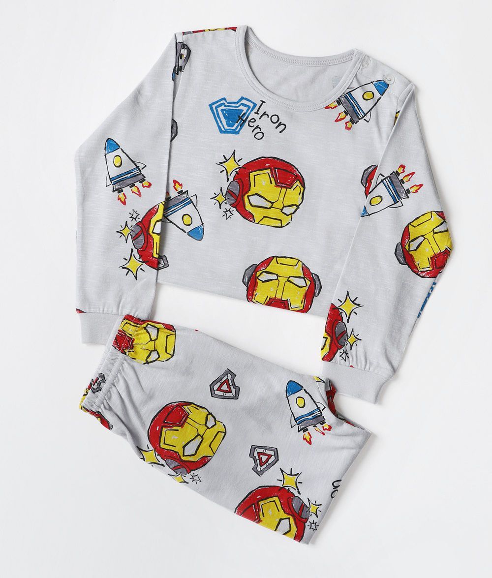 韓國 Mellisse - 韓製莫代爾透氣長袖家居服-鋼鐵英雄