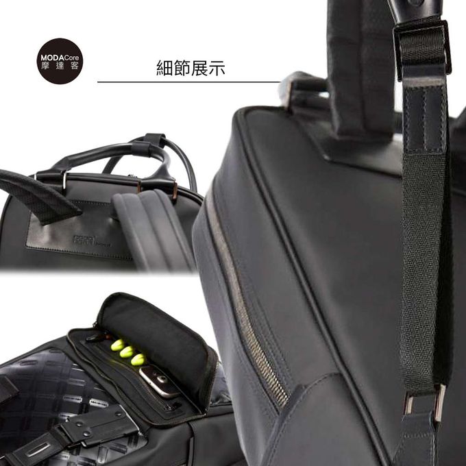 摩達客韓國進口COOD GEAR_REX001黑霧光刀刻紋頂級時尚商務雙邊後背包電腦包15L/可攜至14吋筆電/防潑水/人體工學 (黑)