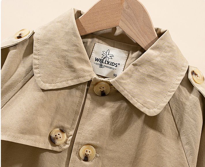 WELLKIDS - 時尚翻領休閒風衣外套-深藍色