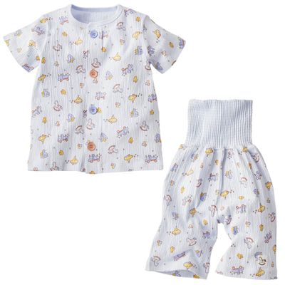 akachan honpo - 短袖家居服 穿衣練習-前開式 玩具-淺藍色
