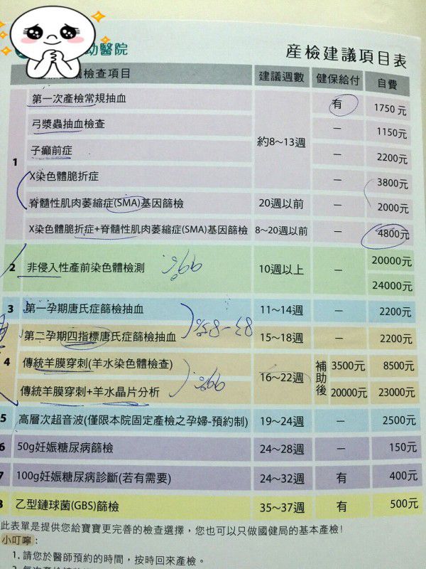 請問懷孕自費項目