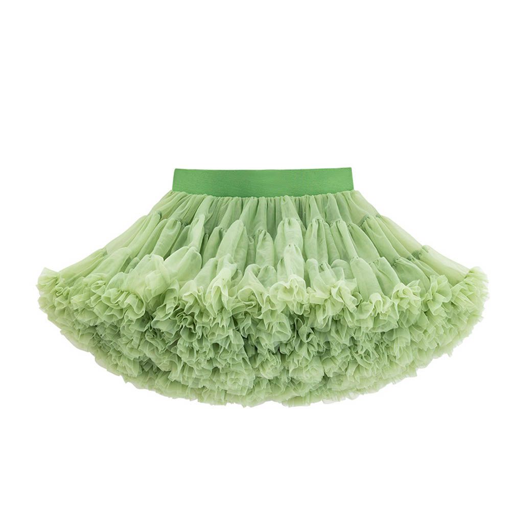 浪漫多層次荷葉澎澎紗裙-綠色