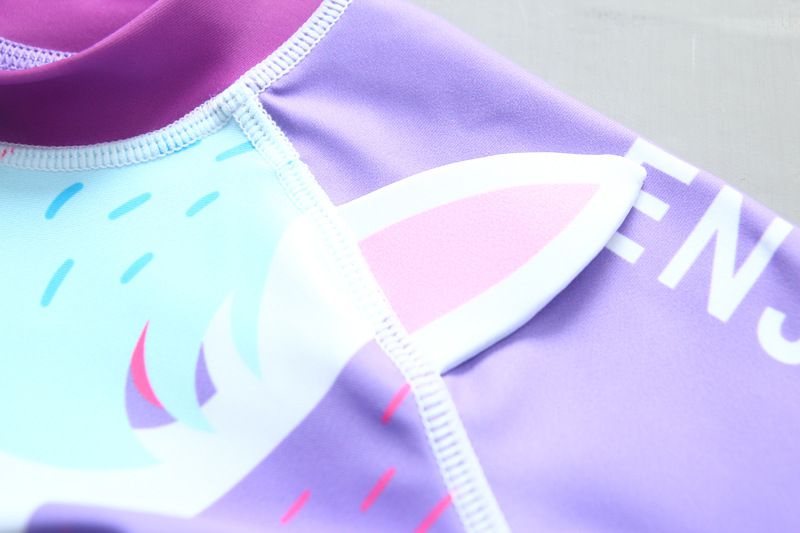 女寶防曬長袖泳裝套裝(附帽子)-夢幻獨角獸-紫色