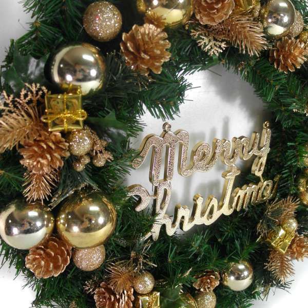 MODACore 摩達客 - 摩達客耶誕-20吋豪華高級聖誕花圈(金色系)(台灣手工組裝出貨)(本島免運費)