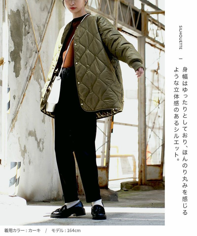 日本 zootie - 輕量絎縫百搭落肩鋪棉外套-淺灰棕