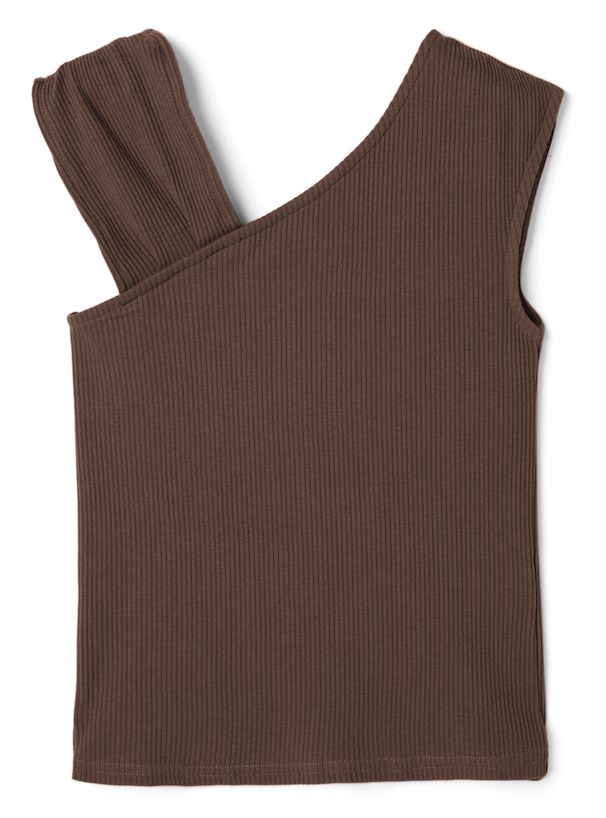 日本 GRL - 不對稱羅紋彈性無袖上衣-水藍