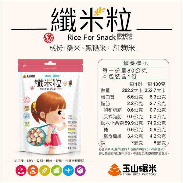 玉山碾米 - 纖米粒-80克/包
