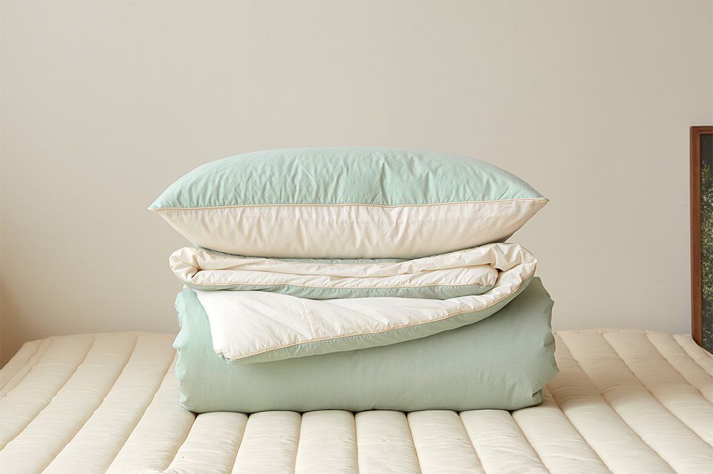 韓國 Maatila - 可水洗雙色高密度60支棉棉被(贈收納袋)-薄荷葉茶