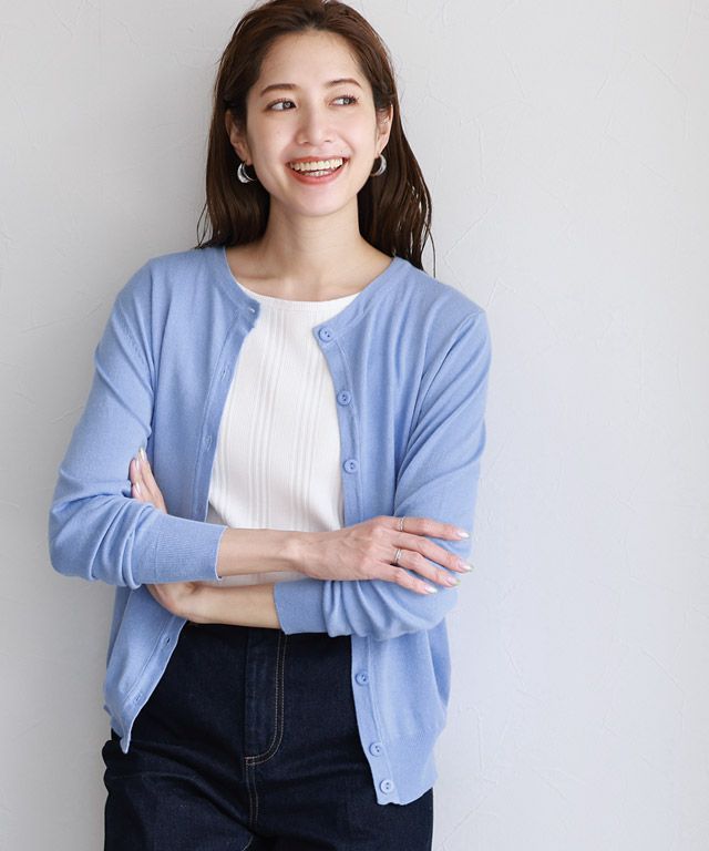 日本 Pierrot - 嫘縈混舒適針織薄外套-V領-卡其灰