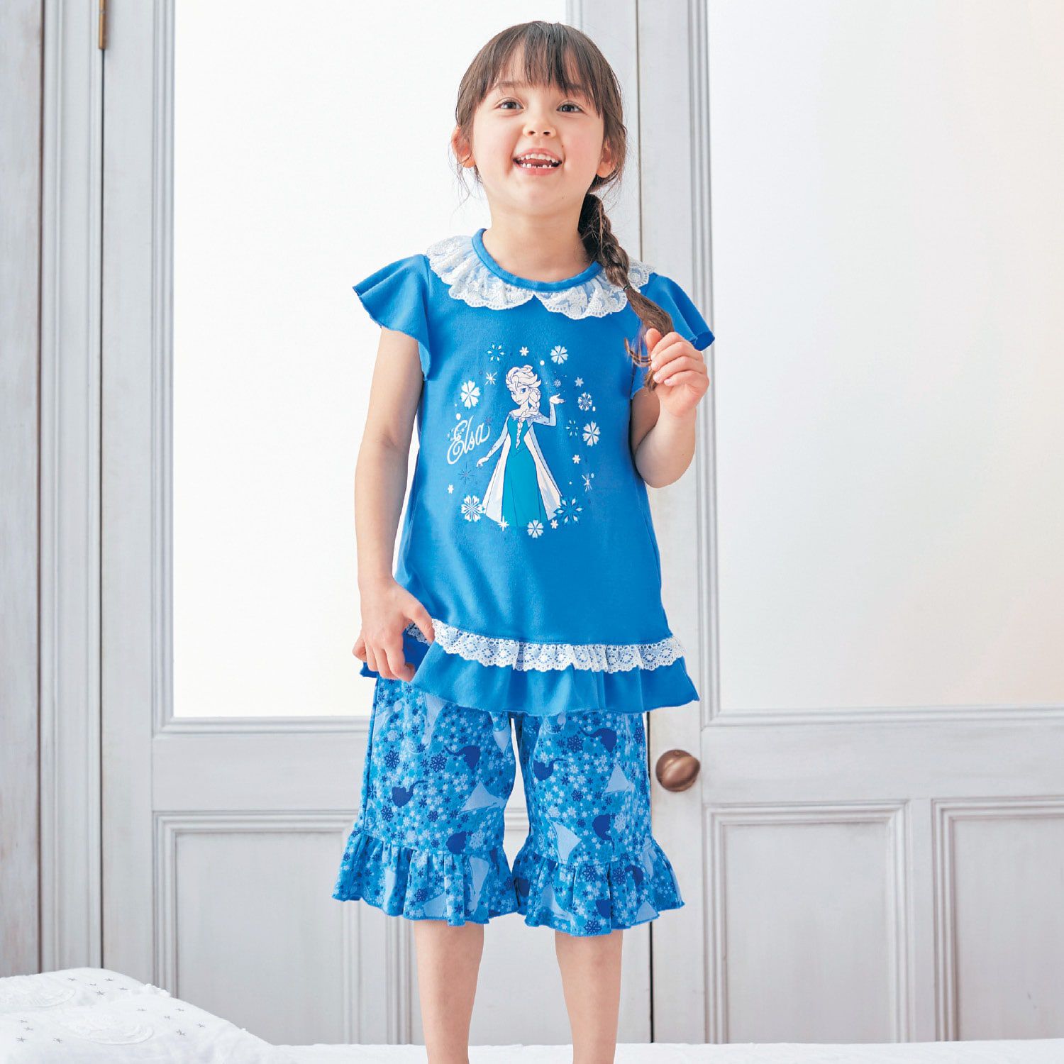 日本千趣會 - 迪士尼 夢幻荷葉短袖家居服/睡衣-米妮點點-粉