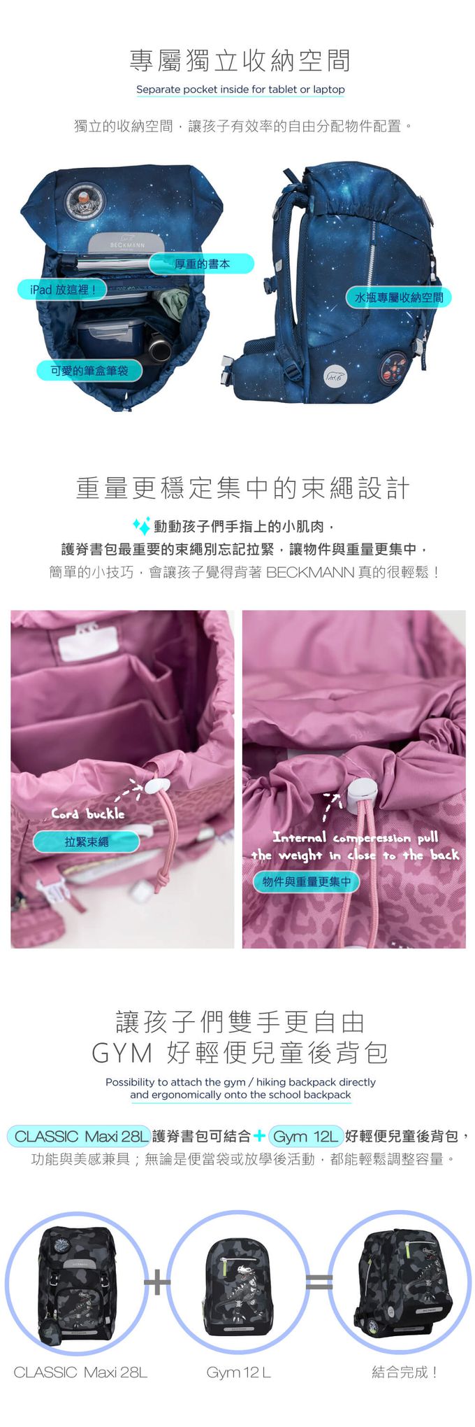 Beckmann - Classic Maxi 護脊書包 28L - 夢幻獨角獸