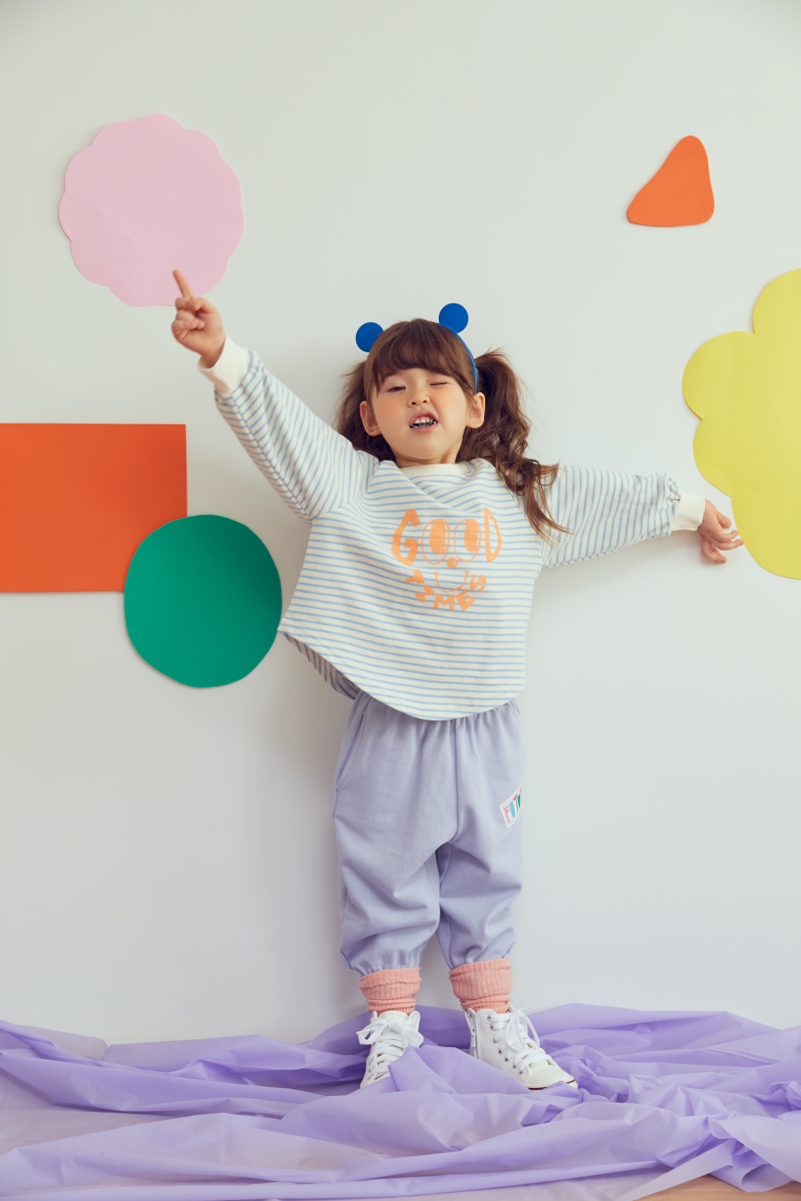 韓國 MINIATURE - 大眼睛條紋上衣-淺紫