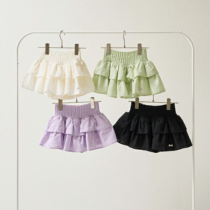 日本 Lycee mine - 澎澎荷葉邊皺褶褲裙-白