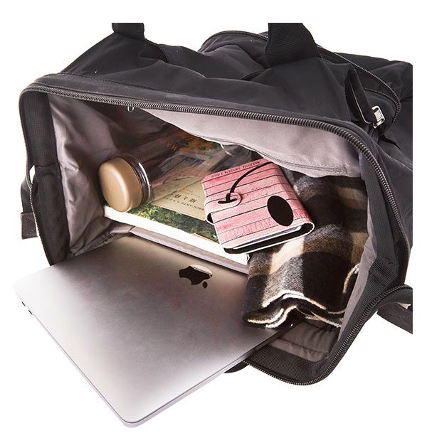 日本 Anello - 棉質尼龍風大開口後背包 10POCKET-Regular大尺寸-NV海軍藍