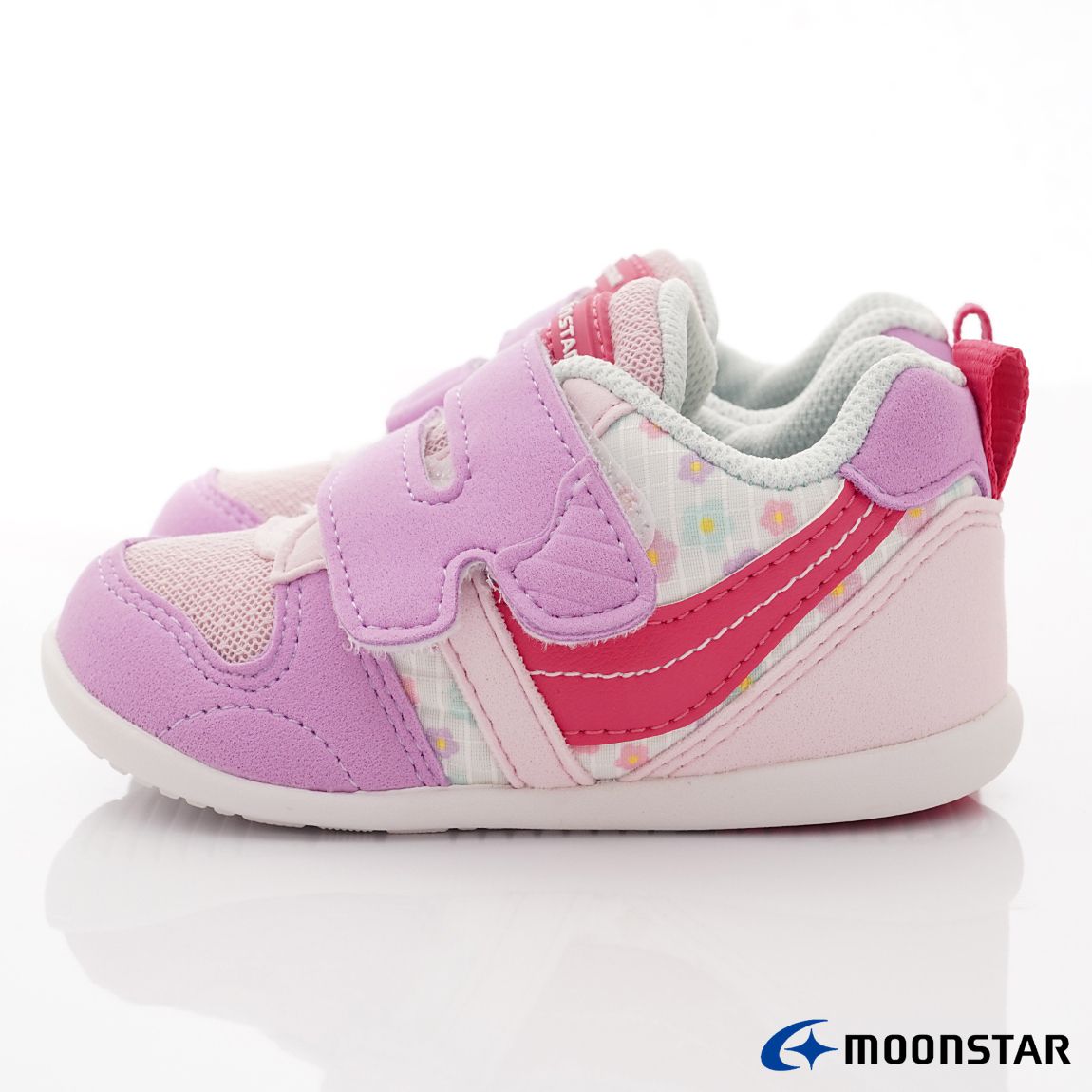 Moonstar日本月星 - HI系列寶寶學步穩健款(寶寶段)-學步鞋-粉花