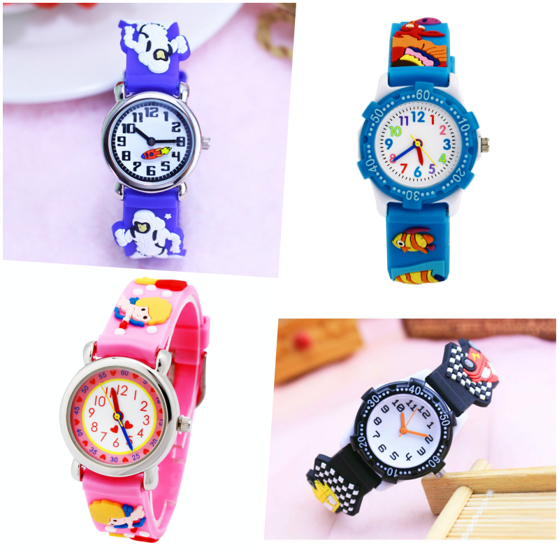 3D立體卡通兒童手錶-經典小圓錶-黑色消防車